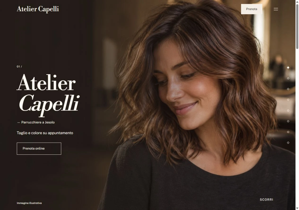 La pagina iniziale di Atelier Capelli da computer