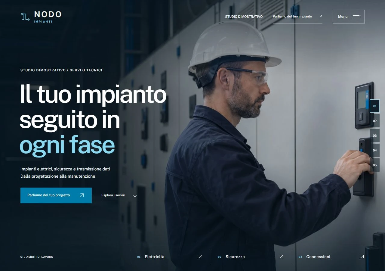 La pagina iniziale di Nodo Impianti da computer