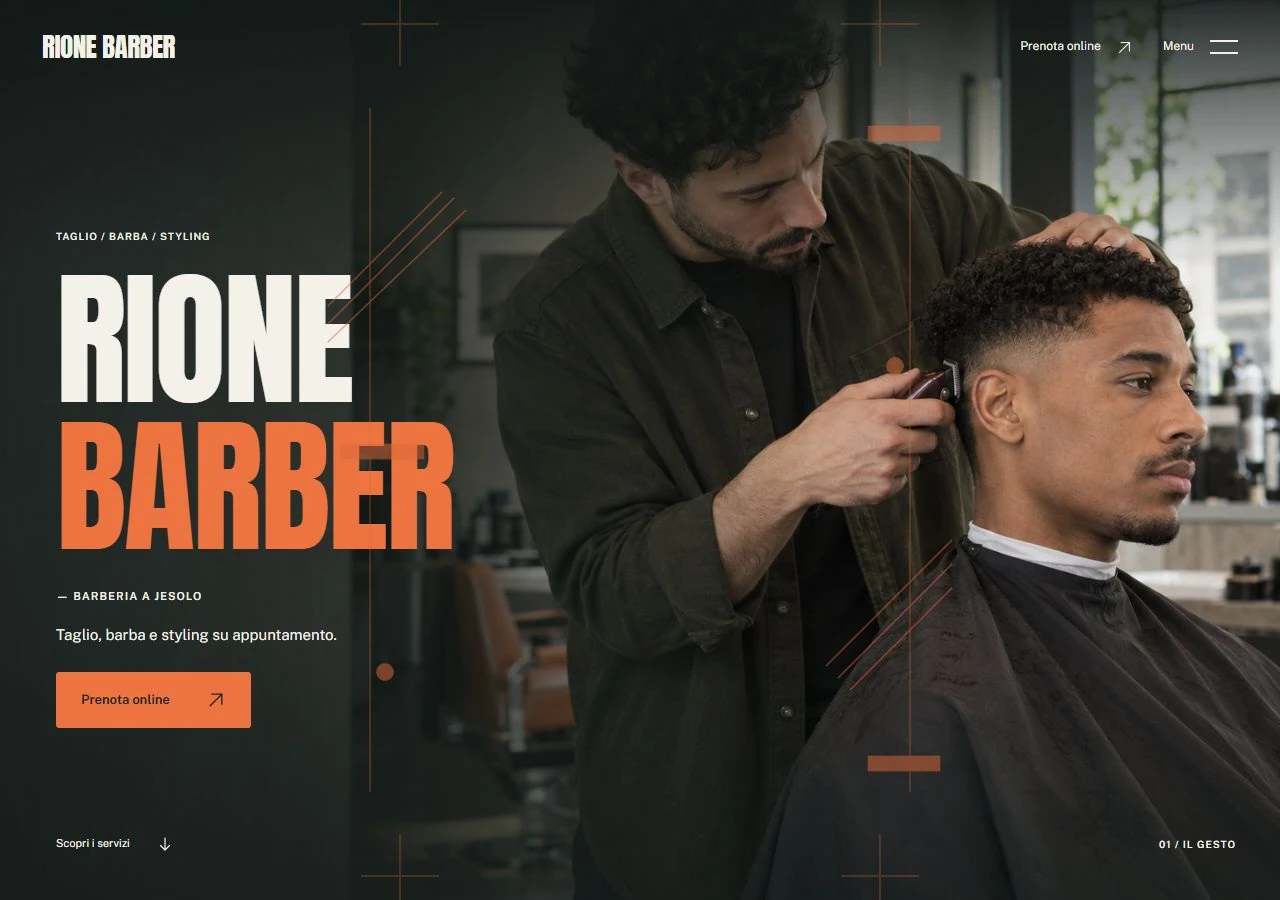 La pagina iniziale di Rione Barber da computer