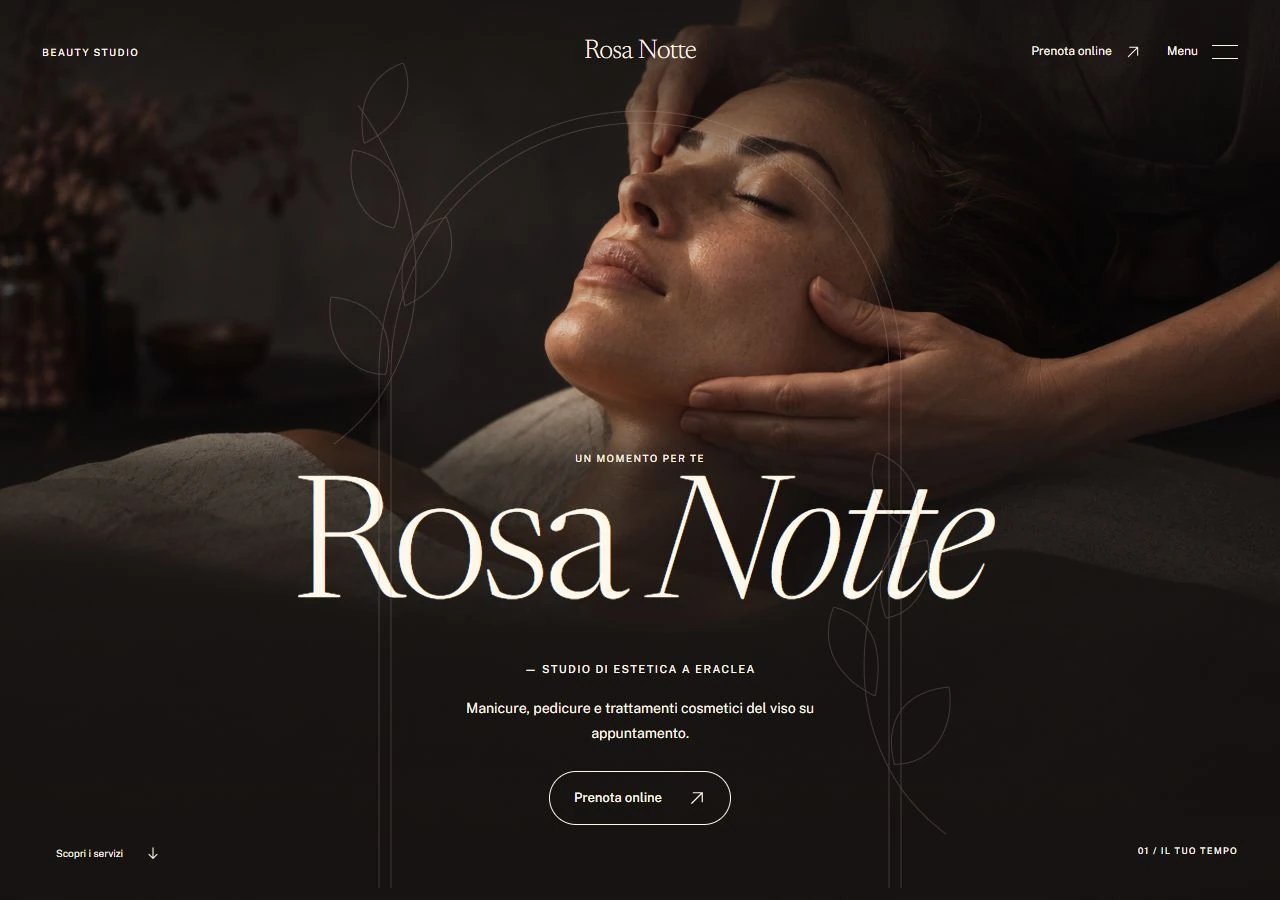 La pagina iniziale di Rosa Notte da computer