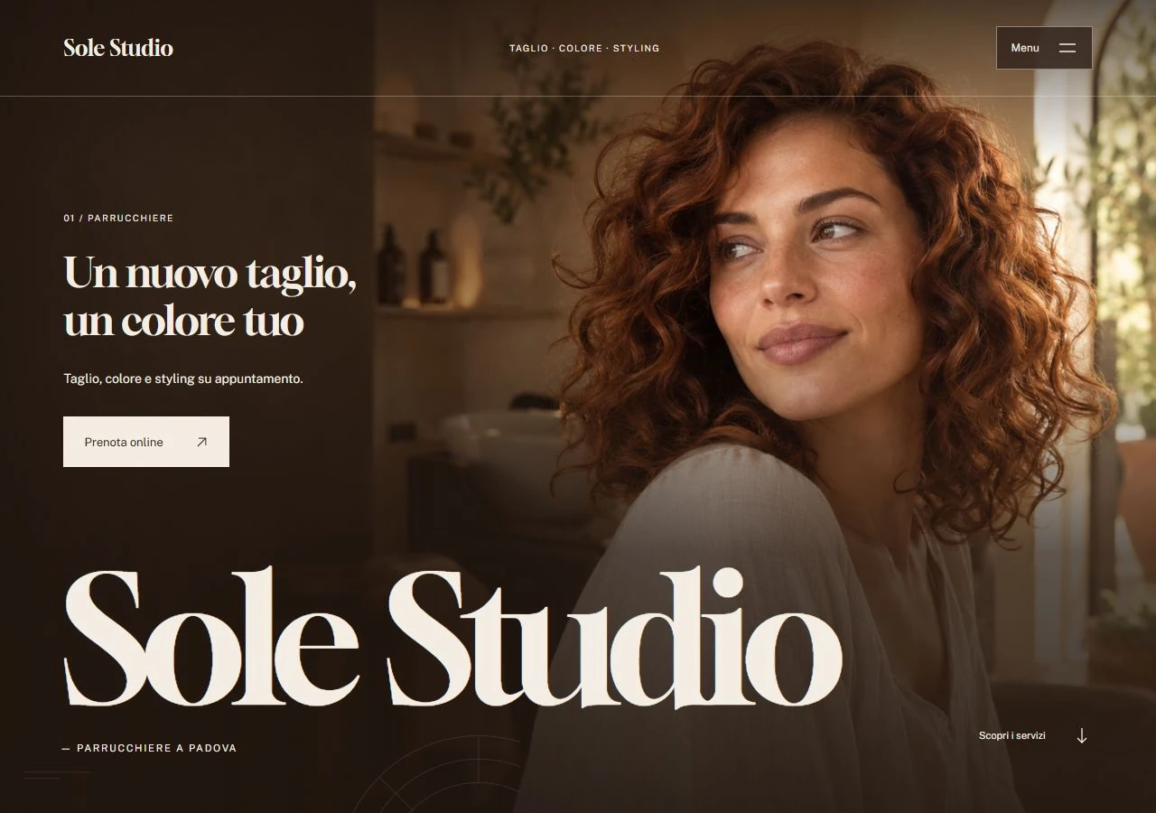 La pagina iniziale di Sole Studio da computer
