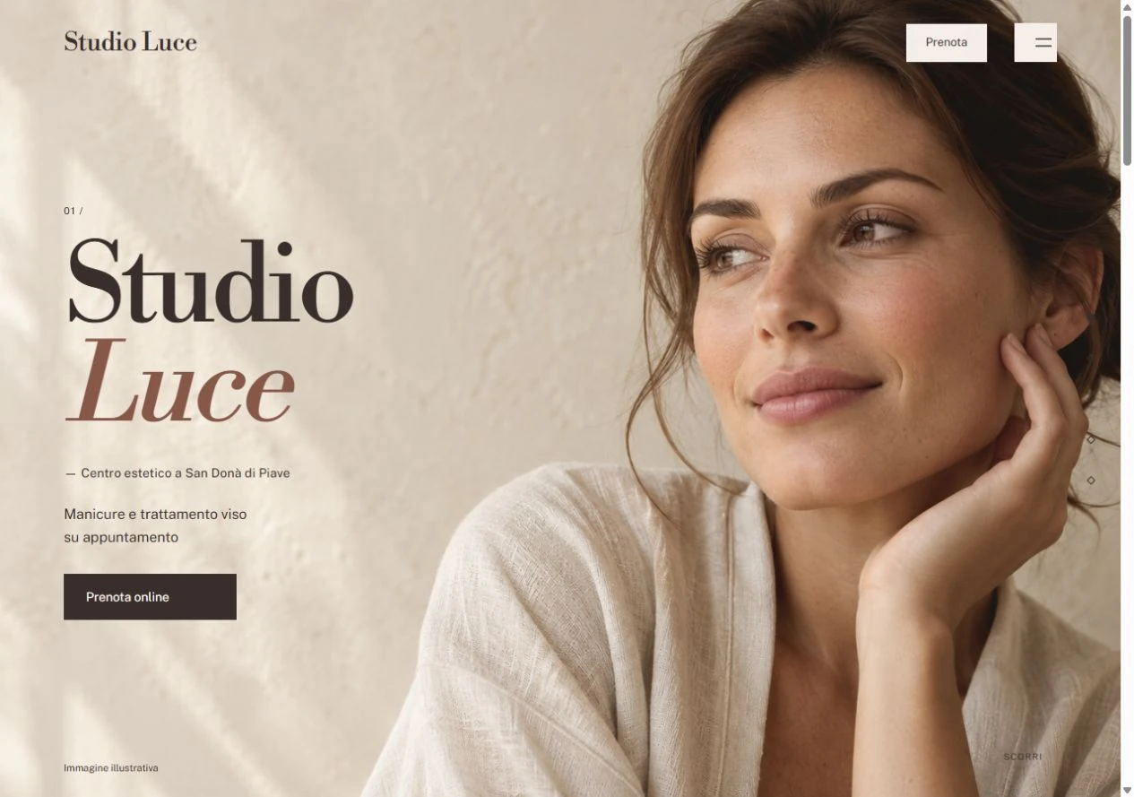 La pagina iniziale di Studio Luce da computer