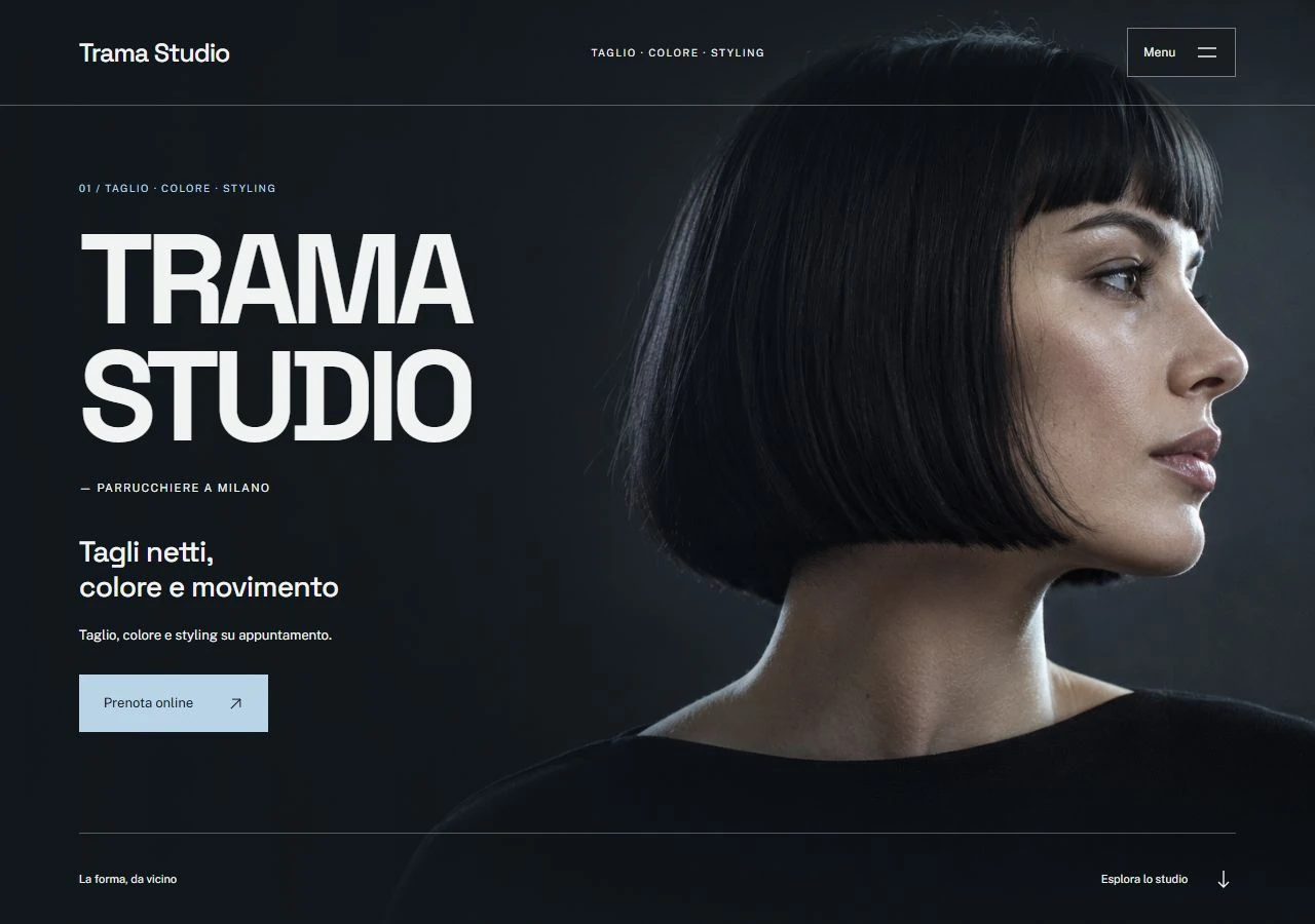 La pagina iniziale di Trama Studio da computer